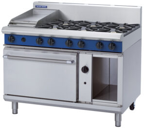 Blue Seal Black Series G508C 1200mm  Gas Combination 6 Burner Cooktop and 300mm Griddle on 2/1 GN Oven. (NAT Gas)