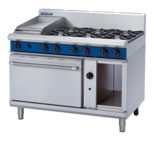 Blue Seal Black Series G508C 1200mm Gas Combination 6 Burner Cooktop and 300mm Griddle on 2/1 GN Oven. (LPG Gas)
