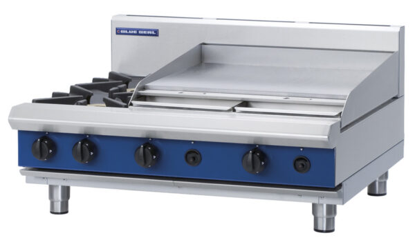 Blue Seal Black Series G516B-B Gas Combination 2 Burner with 600mm Griddle. (NAT Gas)