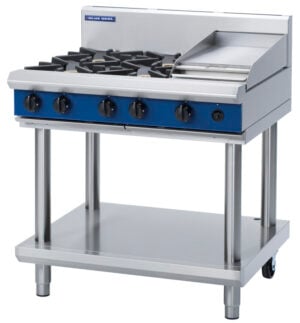Blue Seal Black Series G516C-LS Gas Combination  4 Burner Cooktop with 300mm Griddle (NAT Gas)