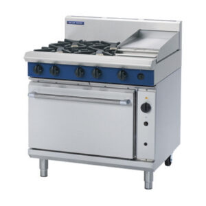 Blue Seal Black Series G56C Gas Combination 4 Burner and Griddle on Convestion Oven (NAT Gas)