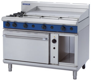Blue Seal Black Series G58A Gas Combination 2 Burner Cooktop with 900mm Griddle on 2/1 GN Convection Oven. (NAT Gas)