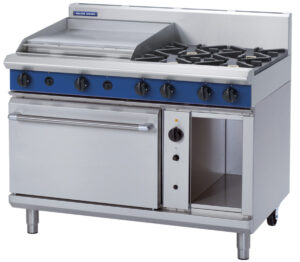 Blue Seal Black Series G58B Gas Combination 4 Burner Cooktop and 600mm Griddle on 2/1 GN Convection Oven. (LPG Gas)