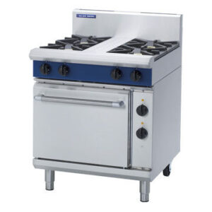 Blue Seal Black Series GE505C 750mm Gas 2 Burner Cooktop with 300mm Griddle on 1/1GN Electric Static Oven. (LPG Gas)
