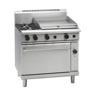 Waldorf RN8616GEC 900mm Gas 2 Burner Cooktop with 600mm Griddle on Electric Convection Oven. (LPG Gas)