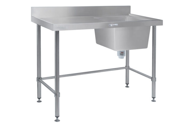Simply Stainless SS05.6.2100.R.LB 2100x600mm Sink Bench Right Hand Side Bowl with Leg Brace
