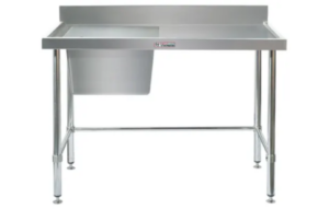 Simply Stainless SS05.6.1500.L.LB 1500x600mm Sink Bench Left Hand Side Bowl with Leg Brace