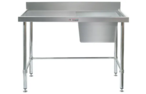 Simply Stainless SS05.6.1500.R.LB 1500x600mm Sink Bench Right Hand Side Bowl with Leg Brace
