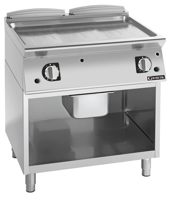 Giorik FLG741GCRXT 800mm Gas Smooth Satin Chrome Plate Frytop/Griddle on Open Base (NAT Gas)