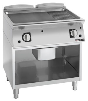 Giorik FMG741GFT 800mm Gas Smooth/Ribbed Mild Steel Plate Frytop/Griddle on Open Base (LPG Gas)