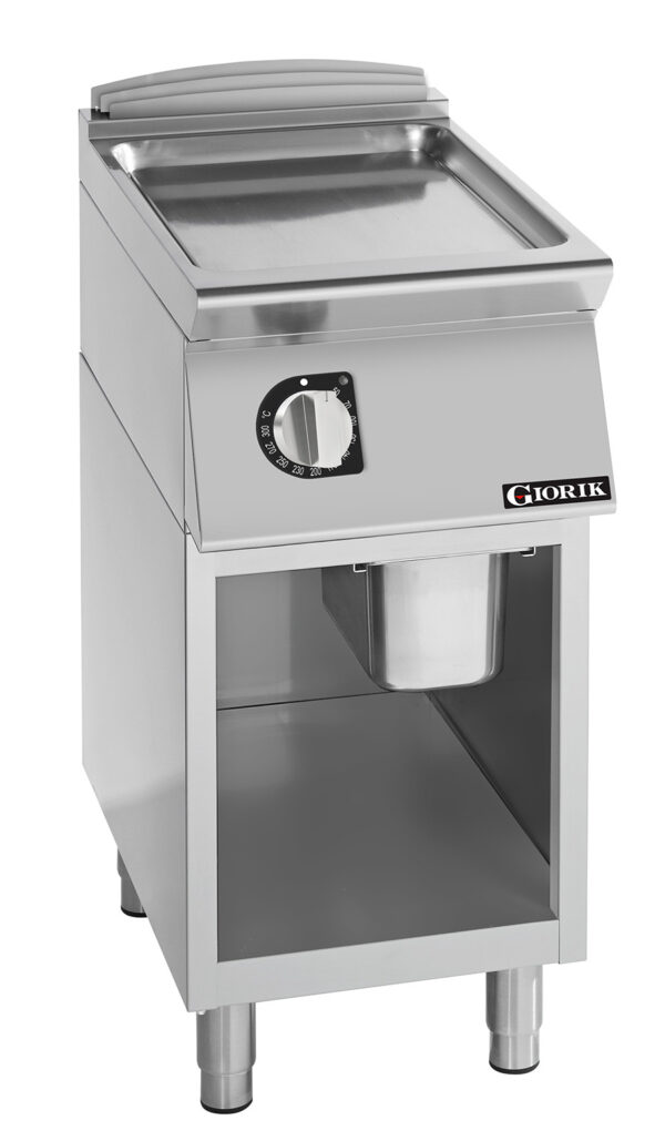 Giorik FLE72GCRXT 400mm Electric Smooth Satin Chrome Plate Frytop/Griddle on Open Base