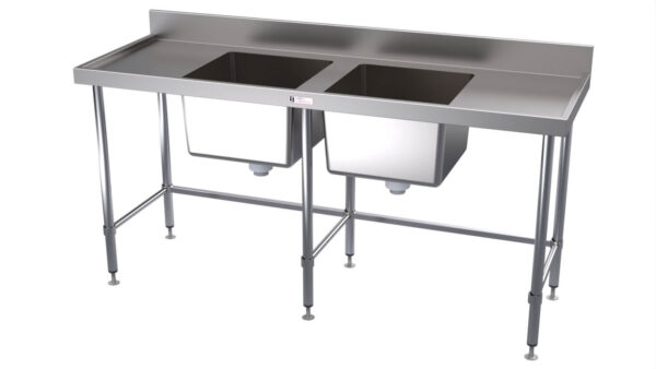 Simply Stainless SS06.6.1800LB 1800x600mm Double Sink Bench with Leg Brace