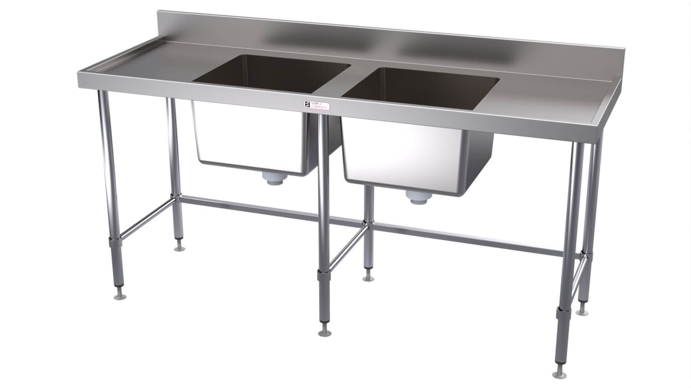 Simply Stainless SS06.6.1800LB 1800x600mm Double Sink Bench with Leg Brace Simply Stainless SS06.6.1800LB 1800x600mm Double Sink Bench with Leg Brace