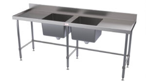 Simply Stainless SS06.6.2100LB 2100x600mm Double Sink Bench with Leg Brace