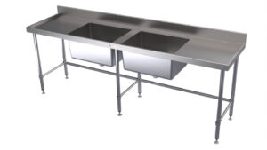 Simply Stainless SS06.6.2400LB 2400x600mm Double Sink Bench with Leg Brace