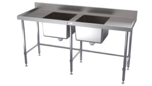 Simply Stainless SS06.7.1800LB 1800x700mm Double Sink Bench with Leg Brace