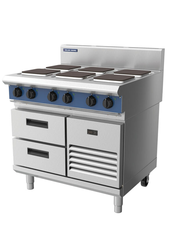 Blue Seal Evolution Series E516S-RB 900mm Modular Electric Cooktop with Sealed Hobs on Refrigerated Base - Image 3
