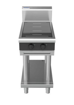 Waldorf BOLD 8200 Series INB8200F-LS-BLK 450mm Two Full Area Induction Cooktop on Leg Stand in Black