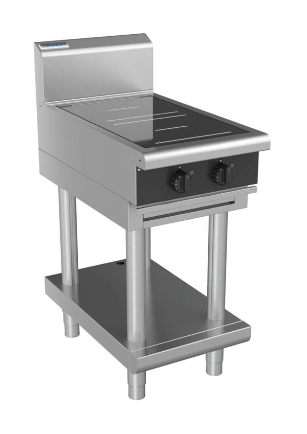 Waldorf BOLD 8200 Series INB8200R3-LS-BLK 450mm Two Round Induction Cooktop on Leg Stand in Black - Image 2