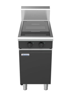Waldorf BOLD 8200 Series INB8200R5-CD-BLK 450mm Two Round Induction Cooktop on Cabinet Base with Doors in Black