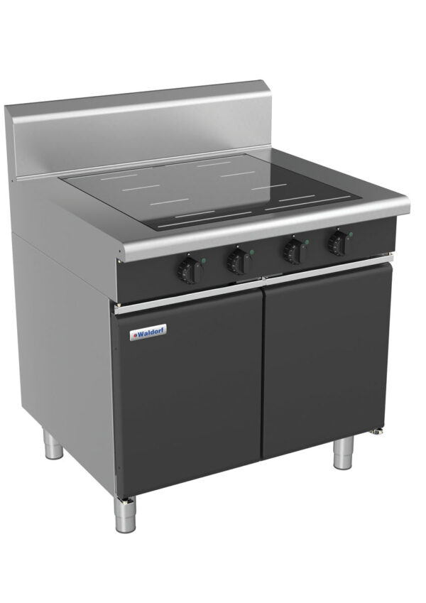 Waldorf BOLD 8400 Series INB8400F-CD-BLK 900mm Four Full Area Induction Cooktop on Cabinet Base with Doors in Black - Image 2