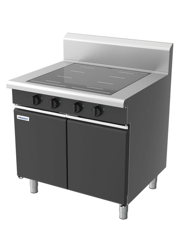 Waldorf BOLD 8400 Series INB8400F-CD-BLK 900mm Four Full Area Induction Cooktop on Cabinet Base with Doors in Black - Image 3