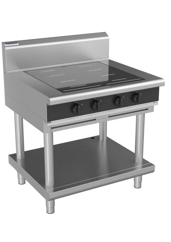 Waldorf BOLD 8400 Series INB8400F-LS-BLK 900mm Four Full Area Induction Cooktop on Leg Stand in Black - Image 2
