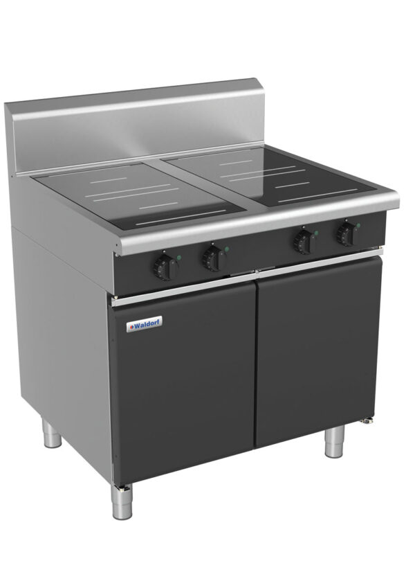 Waldorf BOLD 8400 Series INB8400R5-CD-BLK 900mm Four Round Induction Cooktop on Cabinet Base with Doors in Black - Image 2