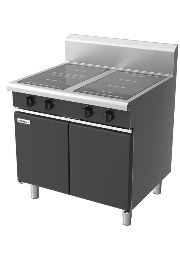 Waldorf BOLD 8400 Series INB8400R5F-CD-BLK 900mm Four Induction Cooktop on Cabinet Base with Doors, Full Square and Round Zones in Black - Image 3