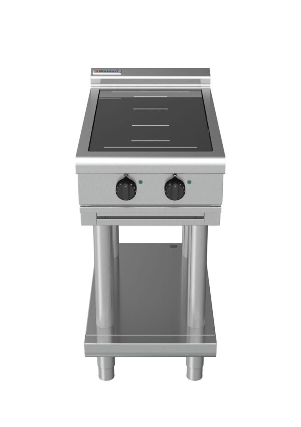 Waldorf 8200 Series INL8200F-LS 450mm Two Full Area Induction Cooktop on Leg Stand with Low Height Splashback