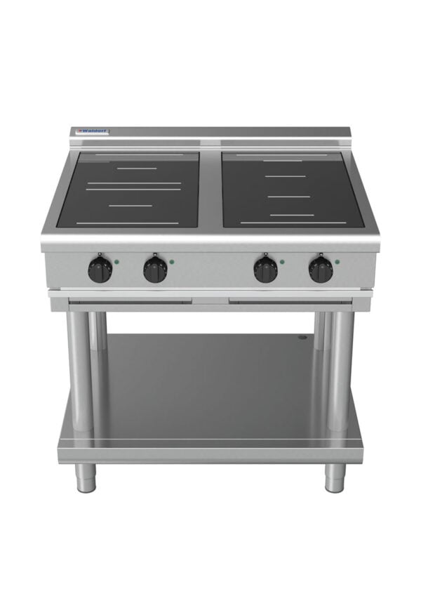 Waldorf 8400 Series INL8400R5F-LS 900mm Four Induction Cooktop on Leg Stand with Full Square and Round Zones with Low Height Splashback