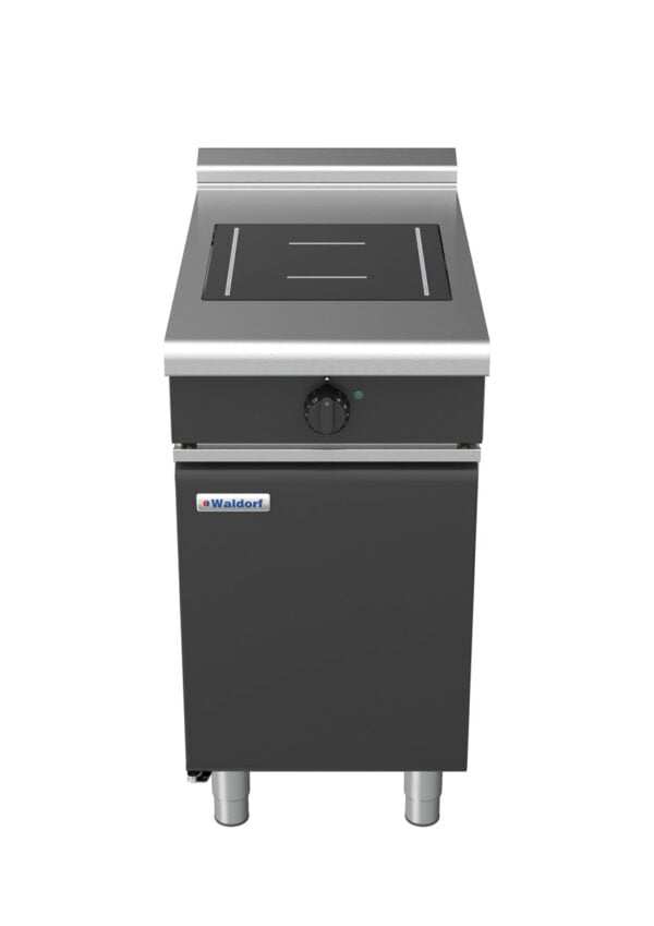 Waldorf BOLD 8100 Series INLB8100F-CD-BLK 450mm Single Full Area Induction Cooktop on Cabinet Base with Door and Low Height Splashback in Black