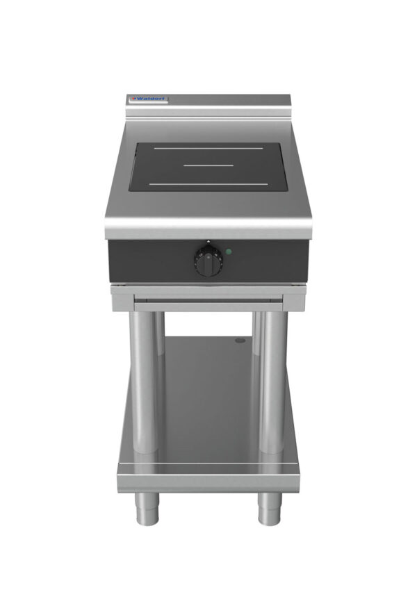 Waldorf BOLD 8100 Series INLB8100R5-LS-BLK 450mm Single Round Induction Cooktop on Leg Stand with Low Height Splashback in Black