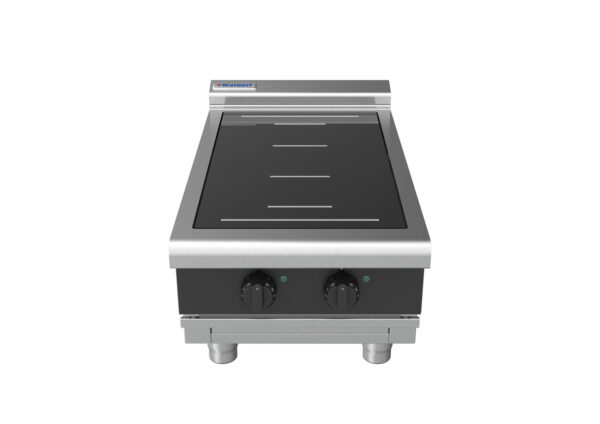 Waldorf BOLD 8200 Series INLB8200F-B-BLK 450mm Two Full Area Induction Benchtop Cooktop with Low Height Splashback in Black