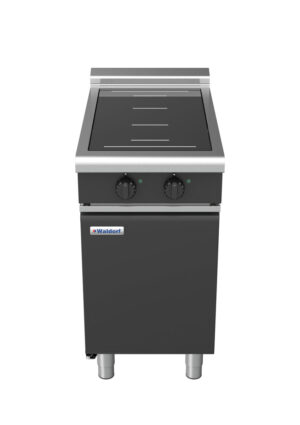 Waldorf BOLD 8200 Series INLB8200F-CD-BLK 450mm Two Full Area Induction Cooktop on Cabinet Base with Doors and Low Height Splashback in Black