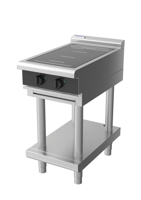 Waldorf BOLD 8200 Series INLB8200F-LS-BLK 450mm Two Full Area Induction Cooktop on Leg Stand with Low Height Splashback in Black - Image 3