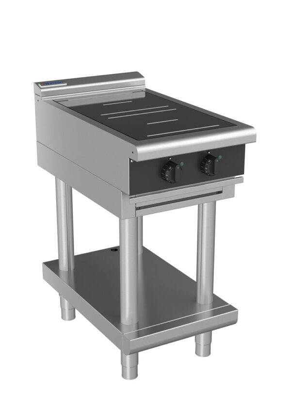 Waldorf BOLD 8200 Series INLB8200R5-LS-BLK 450mm Two Round Induction Cooktop on Leg Stand with Low Height Splashback in Black - Image 2