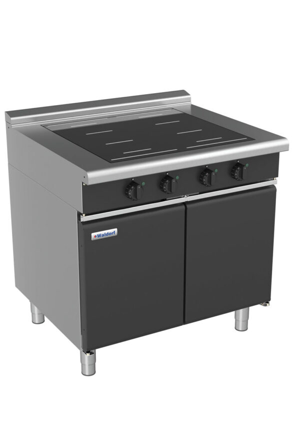 Waldorf BOLD 8400 Series INLB8400F-CD-BLK 900mm Four Full Area Induction Cooktop on Cabinet Base with Doors and Low Height Splalshback in Black - Image 2
