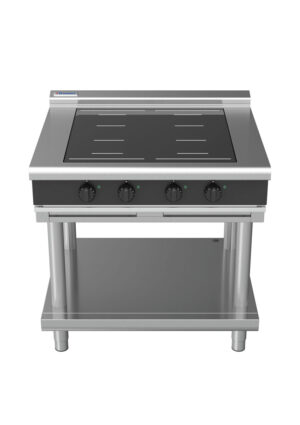 Waldorf BOLD 8400 Series INLB8400F-LS-BLK 900mm Four Full Area Induction Cooktop on Leg Stand with Low Height Splashback in Black