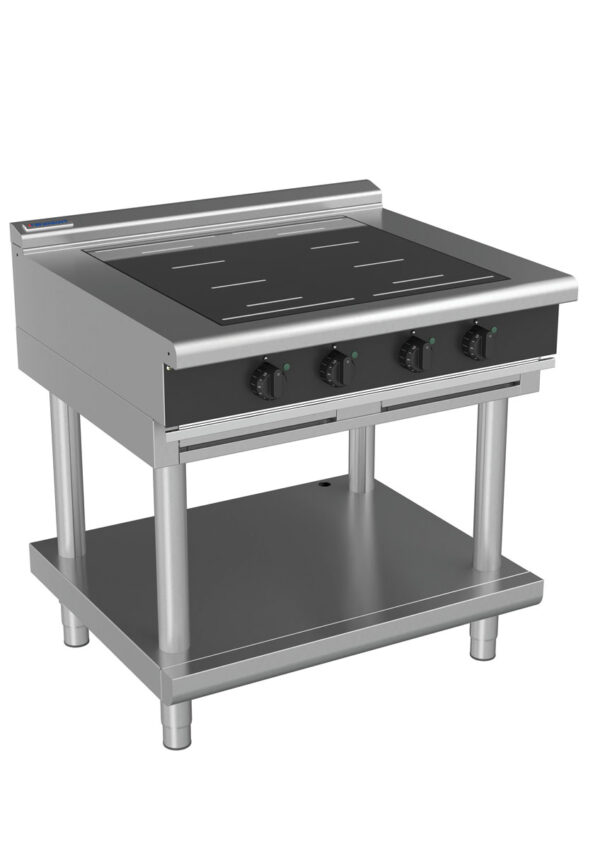 Waldorf BOLD 8400 Series INLB8400F-LS-BLK 900mm Four Full Area Induction Cooktop on Leg Stand with Low Height Splashback in Black - Image 2