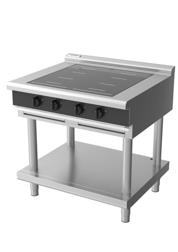 Waldorf BOLD 8400 Series INLB8400F-LS-BLK 900mm Four Full Area Induction Cooktop on Leg Stand with Low Height Splashback in Black - Image 3