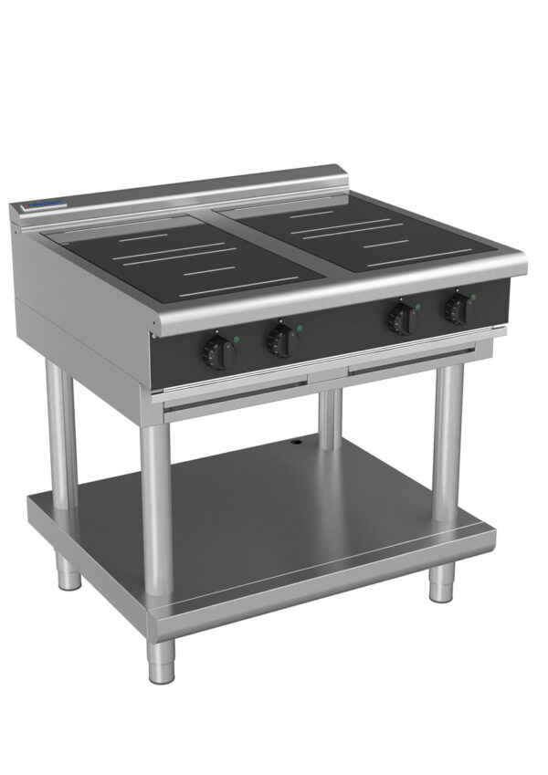 Waldorf BOLD 8400 Series INLB8400R3-LS-BLK 900mm Four Round Induction Cooktop on Leg Stand with Low Height Splashback in Black - Image 2