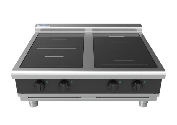Waldorf BOLD 8400 Series INLB8400R5F-B-BLK 900mm Four Induction Benchtop Cooktop with Full Square and Round Zones with Low Height Splashback in Black