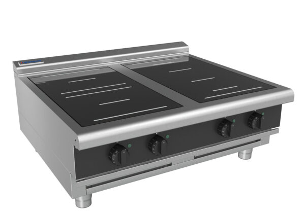 Waldorf BOLD 8400 Series INLB8400R3F-B-BLK 900mm Four Induction Benchtop Cooktop with Full Square and Round Zones with Low Height Splashback in Black - Image 2