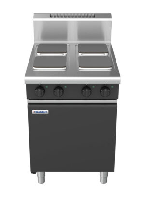Waldorf 8400 Series RNB8400SE-CD-BLK 600mm Electric Cooktop on Cabinet Base with Doors and Sealed Hobs in Black