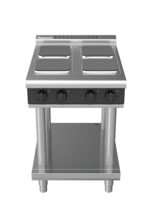 Waldorf 8400 Series RNLB8400SE-LS-BLK 600mm Electric Cooktop on Leg Stand with Sealed Hobs and Low Height Splashback in Black