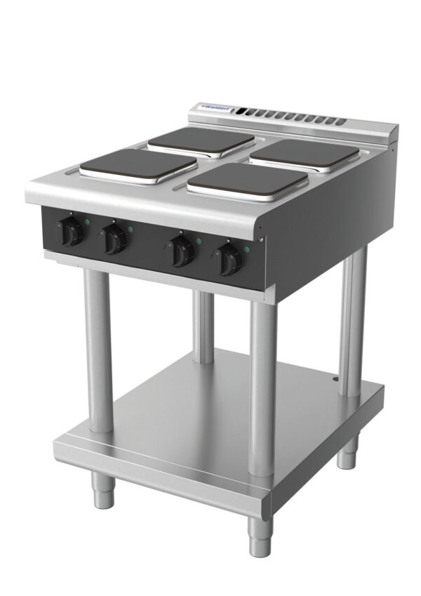 Waldorf 8400 Series RNLB8400SE-LS-BLK 600mm Electric Cooktop on Leg Stand with Sealed Hobs and Low Height Splashback in Black - Image 3