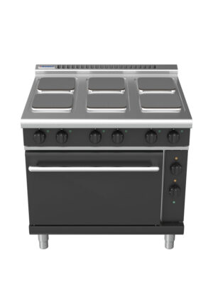 Waldorf BOLD 8610 Series RNLB8610SE 900mm Electric Cooktop on 2/1 Static Oven with Sealed Hobs and Low Height Splashback in Black