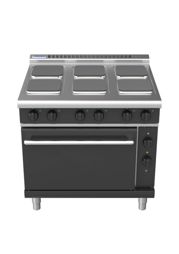 Waldorf BOLD 8610 Series RNLB8610SE 900mm Electric Cooktop on 2/1 Static Oven with Sealed Hobs and Low Height Splashback in Black