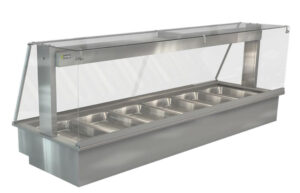 Cossiga LSBM6-FS 6 x 1/1 GN Heated Bain Marie Buffet Display with Square Glass Assisted Service